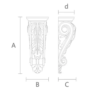 KR-012 Wood corbel with acanthus scroll classical design